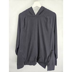 Aerie OFFLINE Size XL Lightweight Activewear Hoodie Black Zip Pockets Stretch